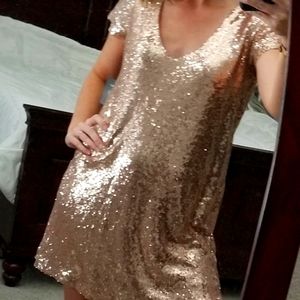 Lulu's Gold Sequin Dress